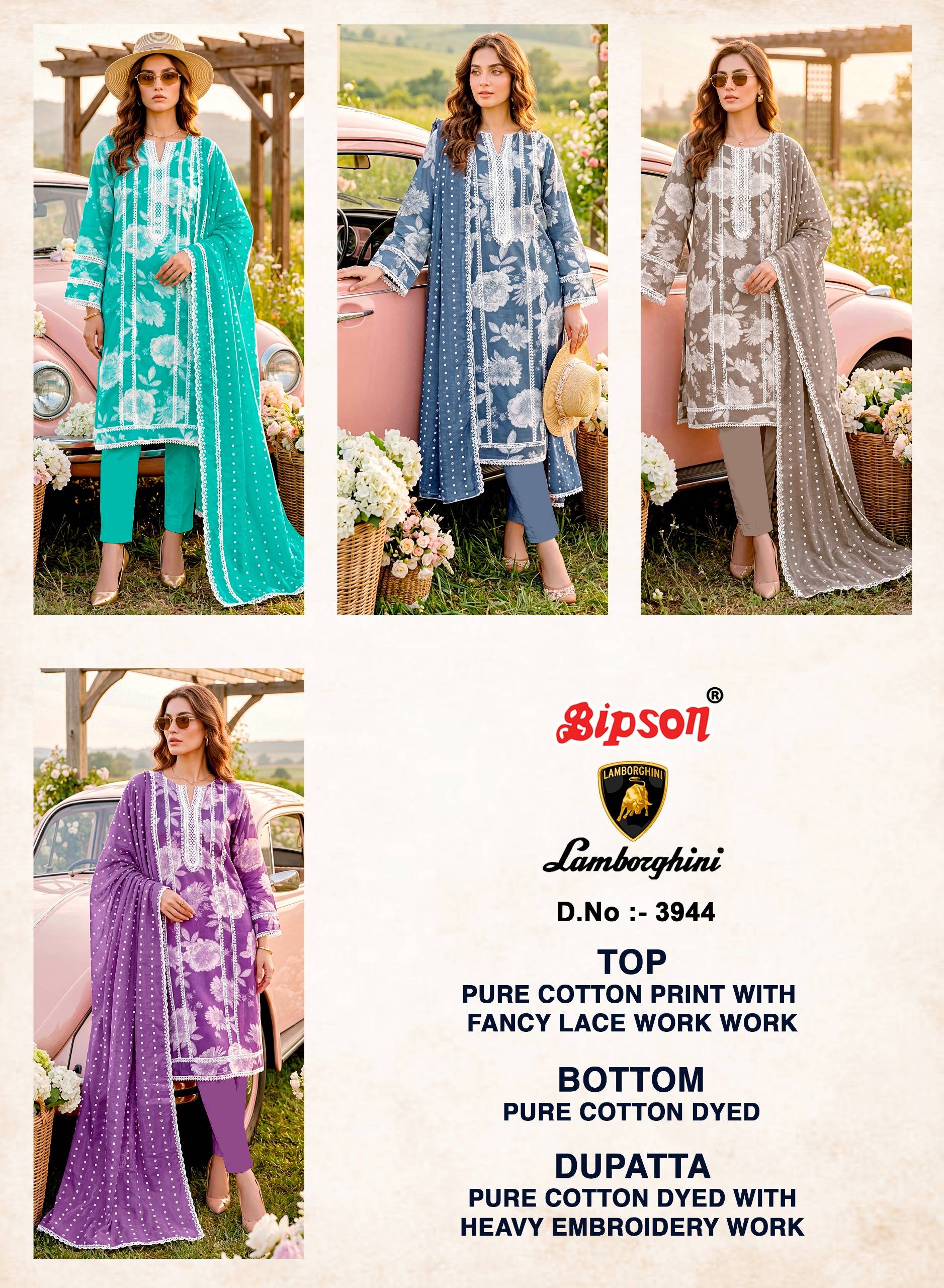 LAMBORGINI 3944 Series By BIPSON PRINTS Stylish Beautiful Colourful Pure Cotton Dresses At Wholesale Price